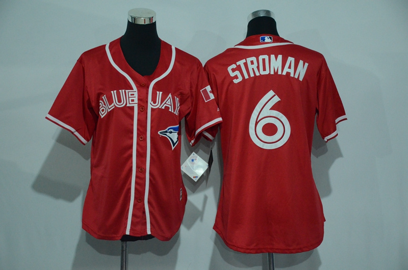 Womens 2017 MLB Toronto Blue Jays #6 Stroman Red Jerseys->women mlb jersey->Women Jersey